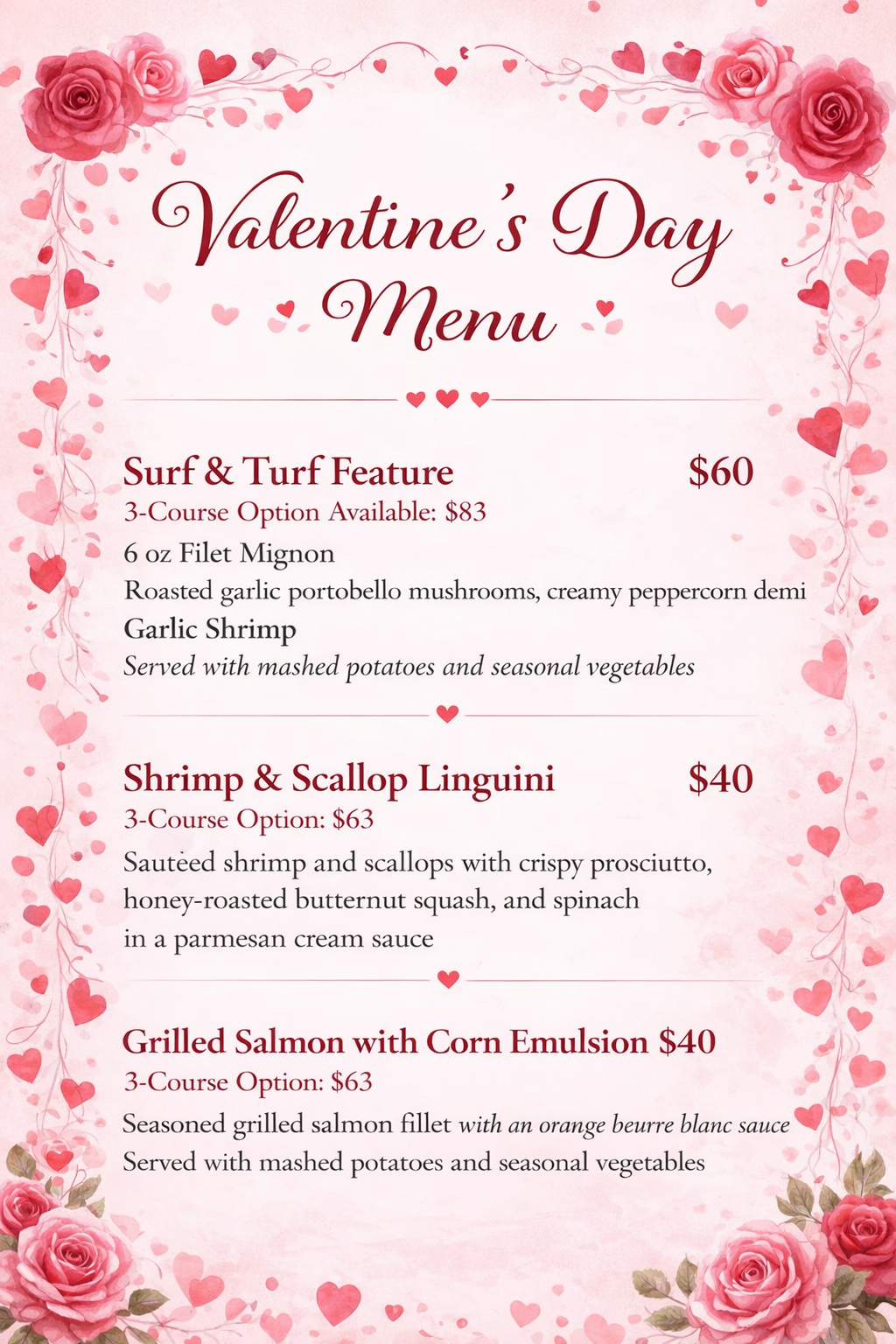 Valentine's Menu 2026